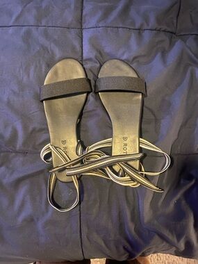 Rothy's Black Flat Lace-Up Sandals with Straps